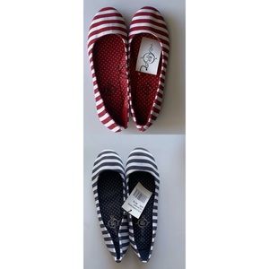 NWT 2 Pair of Solemates striped flats size 7/8